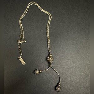 Napier Silver Lariat Necklace with Beaded Accents